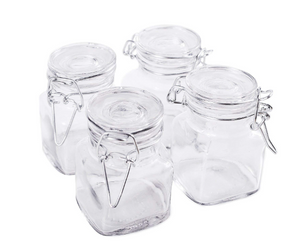 4 LTB 3 1/4" Candle Making Glass 3oz Jar with Hinge Glass Lid for
