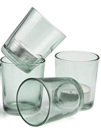 LTB Premium Set of 4 Light Green Clear Votive Candle Glasses